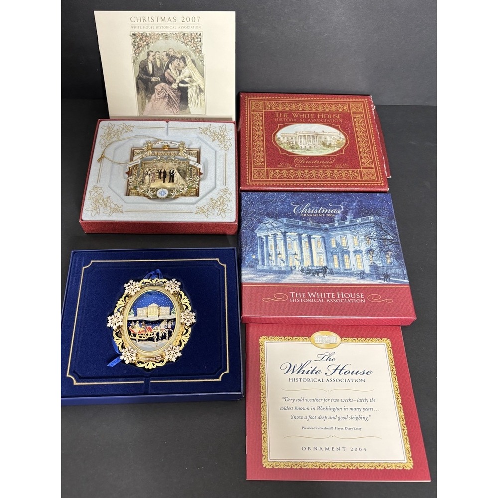2004 & 2007 White House Historical Association Christmas Ornaments in Box